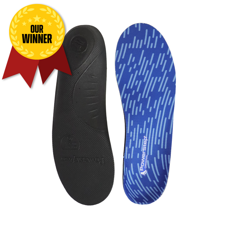 pair of black and blue shoe insoles
