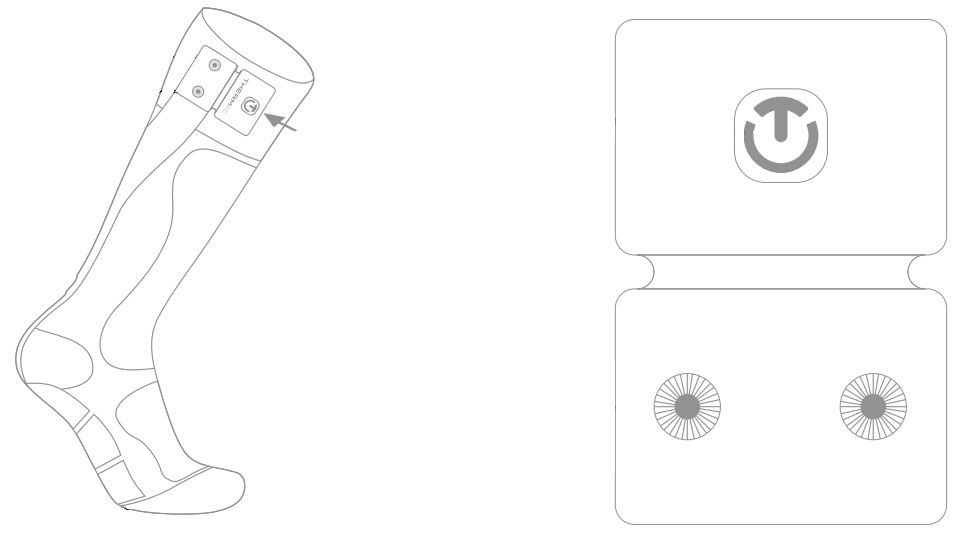 Attach your battery pack to the area of the sock indicated in the image Bluetooth Sock