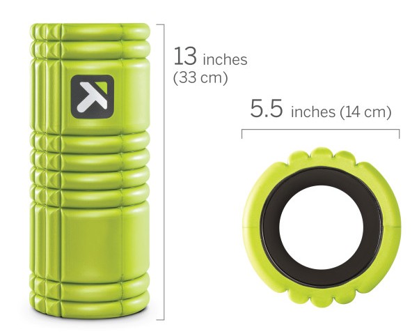 The GRID Foam Roller is sized 13 x 5.5 inches