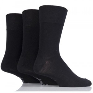 IOMI Gentle Grip Men's Black Bamboo Socks (Pack of 3)