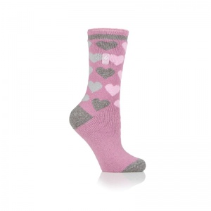 Heat Holders Lite Pink Hearts Women's Thermal Socks (Pack of Three Pairs)