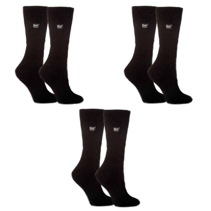 Heat Holders Unisex Jet Black Thermal Slipper Socks - Thick Warm Bed Socks, UK 4-8 / EU 37-42
