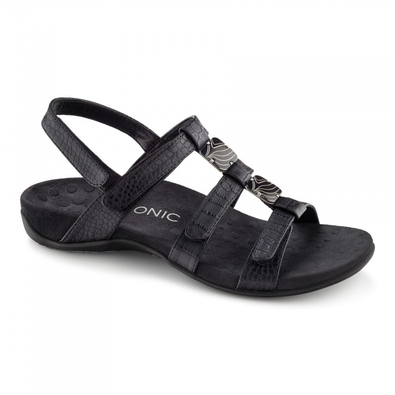 Vionic Rest Amber Black Orthotic Sandals 