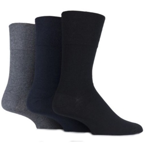 IOMI Gentle Grip Black Navy Grey FootNurse Men's Diabetic Socks (Pack of 3)