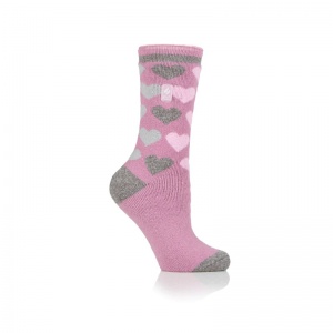 Heat Holders Lite Women's Thermal Socks (Pink Hearts)