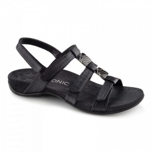 Vionic Rest Amber Black Crocodile Women's Orthotic Sandals