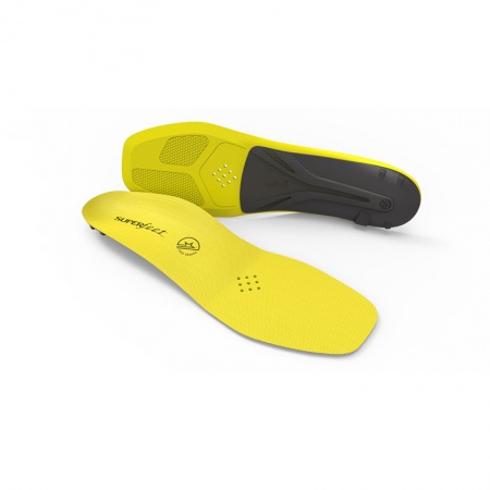 Pair of yellow and black shoe insoles
