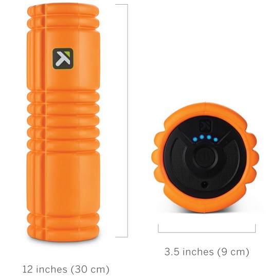 The GRID Vibe Foam Roller is sized 12 x 3.5 inches The GRID Vibe Foam Roller is sized 12 x 3.5 inches